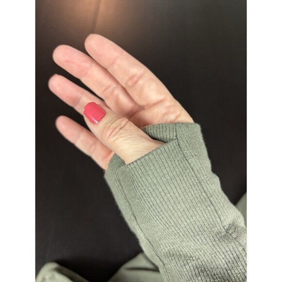 Athleta Coaster Luxe Rib High Hip Sweatshirt Green Size Medium Soft Stretch - Picture 11 of 12